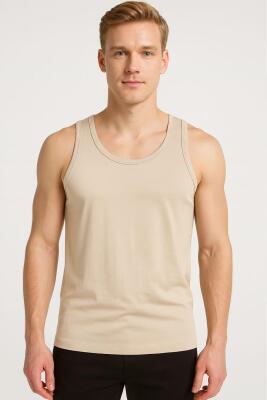 Görünmez Atlet Erkek Taş Rengi Ince Askılı Iz Yapmayan Pamuklu Modal Premium Atlet  - 1