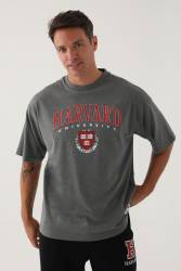 Harvard University Lisanslı Erkek Oversize T-Shirt, Oversize T-Shirt - Thumbnail