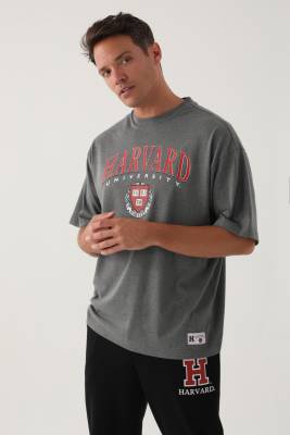 Belknap Harvard - Harvard University Lisanslı Erkek Oversize T-Shirt, Oversize T-Shirt (1)