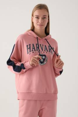 Belknap Harvard - Harvard University Lisanslı Oversize Kapşonlu Sweatshirt, 3 İplik Dokuma Şardonlu Kışlık Sweatshirt (1)