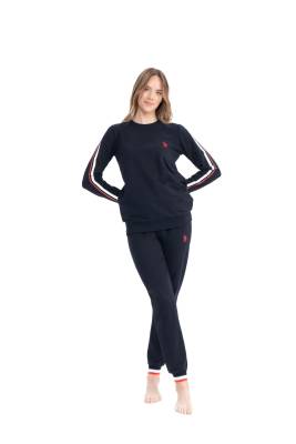 U.S. Polo Assn. - Kadın %100 Pamuk 2 İplik Uzunkol Ev Giyim Pijama Takım