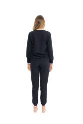 Kadın %100 Pamuk 2 İplik Uzunkol Ev Giyim Pijama Takım - 9