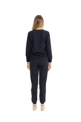 Kadın %100 Pamuk 2 İplik Uzunkol Ev Giyim Pijama Takım - 9