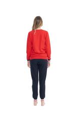 Kadın %100 Pamuk 2 İplik Uzunkol Ev Giyim Pijama Takım - 6