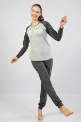 Kadın %100 Pamuk Pijama Takım, Uzunkol Dar Paça - 5