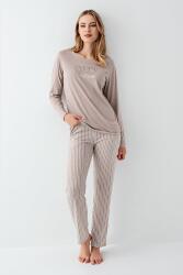 Kadın %100 Pamuklu Pijama Takım, Uzunkol, Cepli, Yazı Baskılı (1)