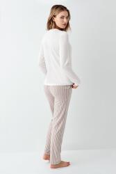 Kadın %100 Pamuklu Pijama Takım, Uzunkol, Cepli, Yazı Baskılı - 8