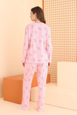 Kadın %100 Pamuklu Tavşan Baskılı Mevsimlik Pijama Takım - 4