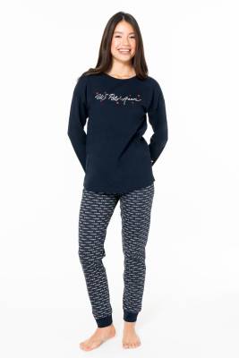 U.S. Polo Assn. - Kadın %100 Pamuklu Uzunkol Dar Paça Mevsimlik Ev Giyim Pijama Takım (1)