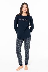 Kadın %100 Pamuklu Uzunkol Dar Paça Mevsimlik Ev Giyim Pijama Takım - 2