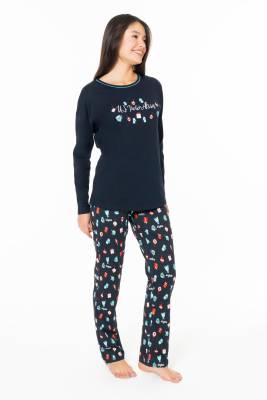 U.S. Polo Assn. - Kadın %100 Pamuklu Uzunkol Mevsimlik Ev Giyim Pijama Takım