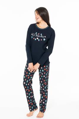U.S. Polo Assn. - Kadın %100 Pamuklu Uzunkol Mevsimlik Ev Giyim Pijama Takım (1)