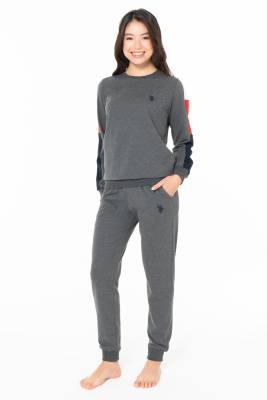 U.S. Polo Assn. - Kadın 2 İplik Dokuma Kışlık Uzunkol Dar Paça Ev Giyim Pijama Takım, 