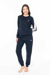 Kadın 2 İplik Dokuma Kışlık Uzunkol Dar Paça Ev Giyim Pijama Takım, - Thumbnail