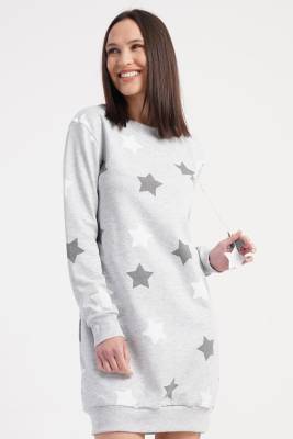 REN - Kadın 2 İplik Dokuma Yuvarlak Yaka uzun kol manşetli Kışlık tunik elbise