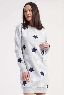 REN - Kadın 2 İplik Dokuma Yuvarlak Yaka uzun kol manşetli Kışlık tunik elbise (1)