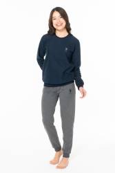 U.S. Polo Assn. - Kadın 2 İplik Kışlık Ev Giyim At Üst Takım, Kol ve Paça Manşetli (1)