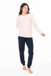 Kadın 2 İplik Kışlık Ev Giyim At Üst Takım, Kol ve Paça Manşetli - Thumbnail