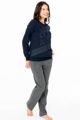 U.S. Polo Assn. - Kadın 2 İplik Kışlık Ev Giyim Pijama Takım, US POLO ASSN Yazılı