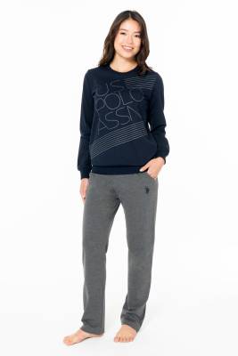 U.S. Polo Assn. - Kadın 2 İplik Kışlık Ev Giyim Pijama Takım, US POLO ASSN Yazılı (1)