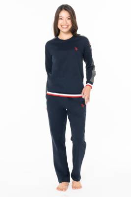 U.S. Polo Assn. - Kadın 2 İplik Kışlık Uzunkol Düz Paça Ev Giyim Pijama Takım (1)