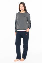 Kadın 2 İplik Kışlık Uzunkol Düz Paça Ev Giyim Pijama Takım - Thumbnail