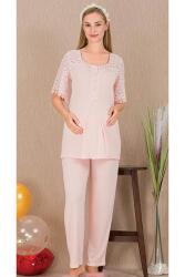 Kadın 2'li Kısa Kol Hamile Lohusa Pijama Takım, Emzirme Düğmeli