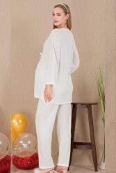 Kadın 2'li Uzun Kol Hamile Lohusa Pijama Takım, Emzirme Düğmeli - 5