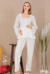 Kadın 2'li Uzun Kol Hamile Lohusa Pijama Takım, Emzirme Düğmeli - 4