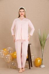 Kadın 2'li Uzun Kol Hamile Lohusa Pijama Takım, Emzirme Düğmeli, Omuzları Dantelli (1)