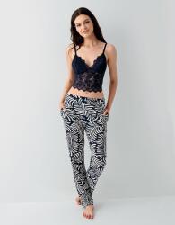 Kadın 3’lü Desenli Pijama & Ev Giyim Seti – Dantelli Bralet Sütyen , Pantolon ve Sabahlık, %50 Pamuk %50 Modal - 8