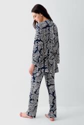 Kadın 3’lü Desenli Pijama & Ev Giyim Seti – Dantelli Bralet Sütyen , Pantolon ve Sabahlık, %50 Pamuk %50 Modal - 9