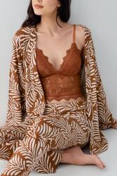 Kadın 3’lü Desenli Pijama & Ev Giyim Seti – Dantelli Bralet Sütyen , Pantolon ve Sabahlık, %50 Pamuk %50 Modal - 5