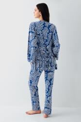 Kadın 3’lü Desenli Pijama & Ev Giyim Seti – Dantelli Bralet Sütyen , Pantolon ve Sabahlık, %50 Pamuk %50 Modal - 14