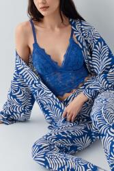 Kadın 3’lü Desenli Pijama & Ev Giyim Seti – Dantelli Bralet Sütyen , Pantolon ve Sabahlık, %50 Pamuk %50 Modal - 15