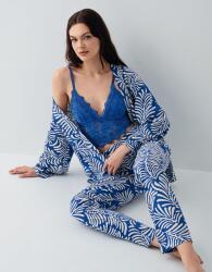 Kadın 3’lü Desenli Pijama & Ev Giyim Seti – Dantelli Bralet Sütyen , Pantolon ve Sabahlık, %50 Pamuk %50 Modal Saks