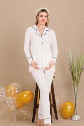 Kadın 3'lü Hamile Lohusa Pijama Takım, Hamile Lohusa Sabahlık ve Pijama Set - 3