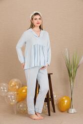 Kadın 3'lü Hamile Lohusa Pijama Takım, Hamile Lohusa Sabahlık ve Pijama Set - 6