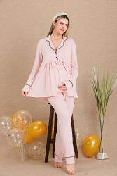 Kadın 3'lü Hamile Lohusa Pijama Takım, Hamile Lohusa Sabahlık ve Pijama Set - 9