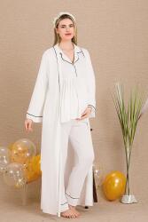 Kadın 3'lü Hamile Lohusa Pijama Takım, Hamile Lohusa Sabahlık ve Pijama Set