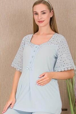 Kadın 3'lü Hamile Lohusa Pijama Takım, Hamile Lohusa Sabahlık ve Pijama Takımı - 2