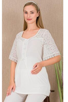 Kadın 3'lü Hamile Lohusa Pijama Takım, Hamile Lohusa Sabahlık ve Pijama Takımı - 7