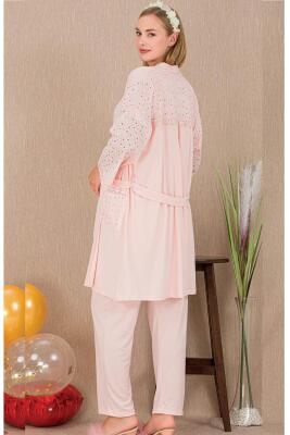 Kadın 3'lü Hamile Lohusa Pijama Takım, Hamile Lohusa Sabahlık ve Pijama Takımı - 10