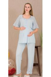 Kadın 3'lü Hamile Lohusa Pijama Takım, Hamile Lohusa Sabahlık ve Pijama Takımı - 3