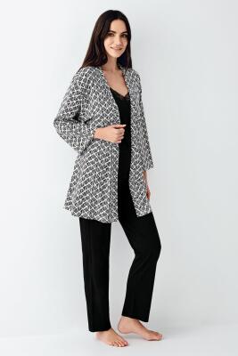 Kadın 3'lü Siyah Takım, %50 Pamuk %50 Modal - 2