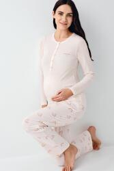 Kadın %50 Modal %50 Pamuklu Toz Pembe Lohusa Pijama Takım