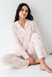 Kadın Modal Pamuk Gömlek Pijama Takım, %50 Modal %50 pamuk - Thumbnail