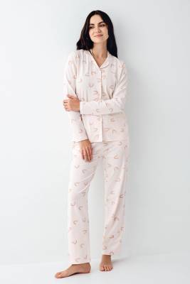 Pierre Cardin - Kadın Modal Pamuk Gömlek Pijama Takım, %50 Modal %50 pamuk (1)