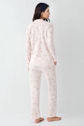 Kadın Modal Pamuk Gömlek Pijama Takım, %50 Modal %50 pamuk - Thumbnail
