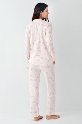 Kadın Modal Pamuk Gömlek Pijama Takım, %50 Modal %50 pamuk  - 4